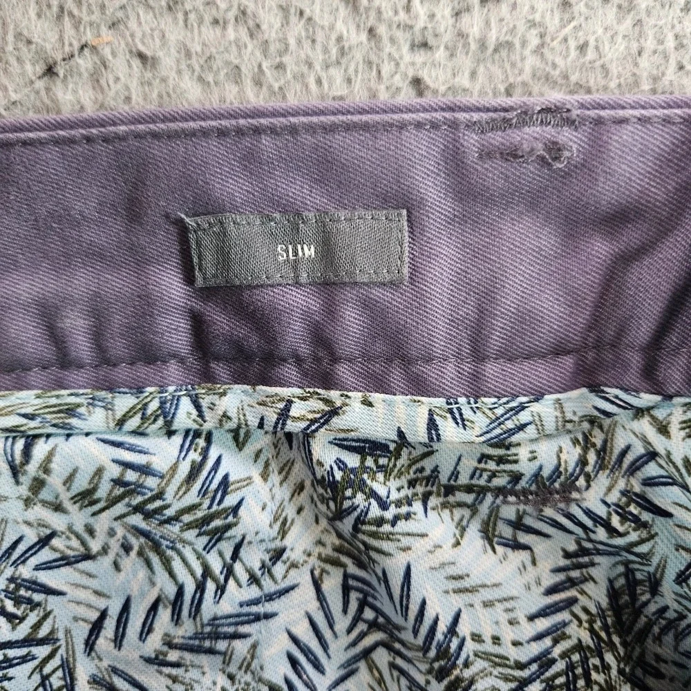 Bonobos Mens Slim Fit Washed Chino Pants Purple Gray 33x32 Casual Trousers
